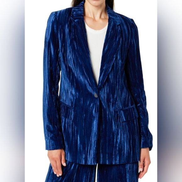 Sapphire Blue Brushed Long Velvet Blazer by The Drop NWT Womens Size S - Picture 10 of 10